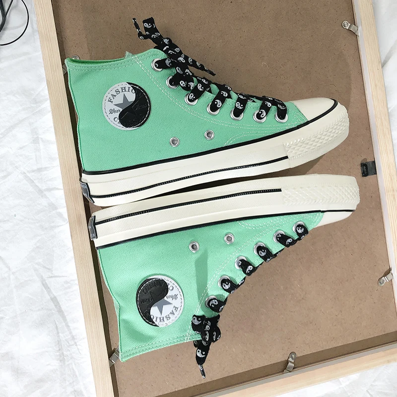 

Canvas Women Shoes 2019 New TAIJI Pattern Fashion Breathable Ladies High-top Casual Shoes Outside Comfortable Light