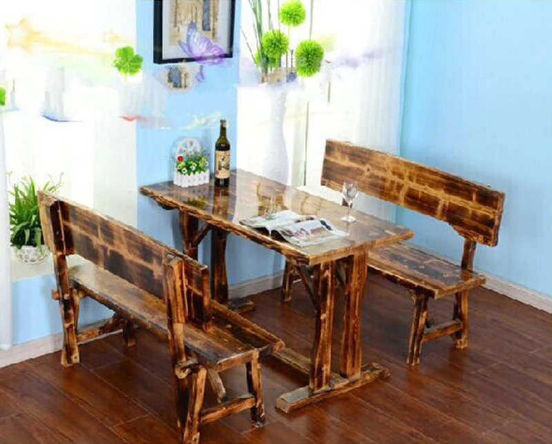 Outdoor Furniture Wooden Table And Chiar Outdoor Coffee Table Varnish 100 Pine Dining Table