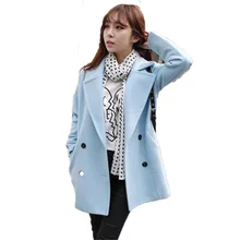 Модная новинка; сезон осень-зима; женские двубортные отбеленная шерсть пальто длинный участок из невыцветающей ткани Разноцветные куртки TB79263