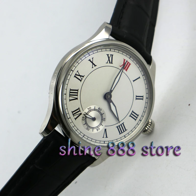

44mm parnis white dial ST 3600 hand winding 6498 mechanical mens watch p019