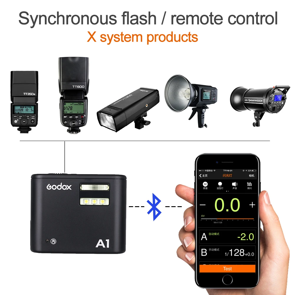 Pro Godox A1 флэш-память для смартфона с 2,4G Беспроводной Системы ttl Bluetooth триггер с Батарея для iPhone 7 6 S Plus ios