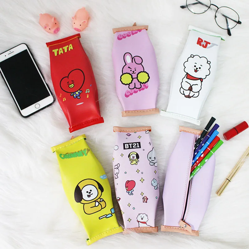 

BTS Plush Doll Pencil Case For Girls New Kpop Bangtan Boys BTS bt21 Vapp Same Stuffed Plush bts School Daily Toys