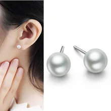 Simples Simulados brincos de pérola do parafuso prisioneiro para as mulheres jóias mini elegante cor prata nupcial jóias acessórios do partido meninas(China)