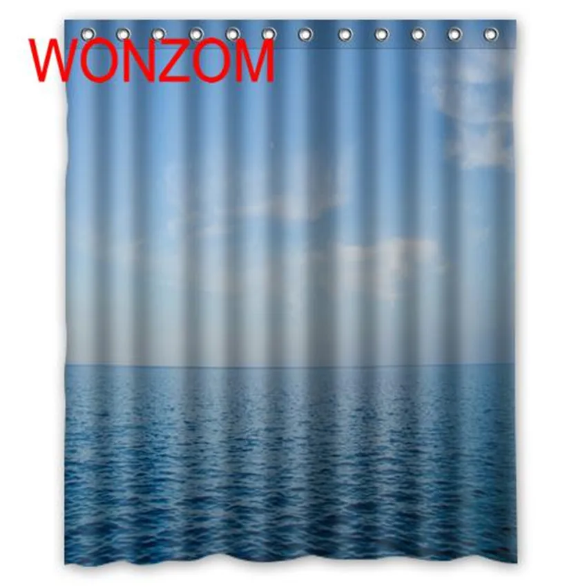 

WONZOM 3D Polyester Sea Shower Curtains with 12 Hooks For Bathroom Decor Modern Bath Waterproof Curtain Bathroom Accessories