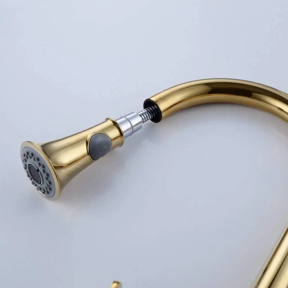 Description Picture 2 of itemGold plated ABS plastic kitchen faucet pull out spray shower head two functions