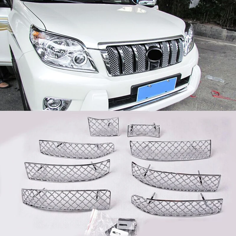 

8PCS stainless steel Car Insect Screening Mesh Front Grille For Toyota Land Cruiser Prado FJ150 FJ 150Accessories 2010-2013