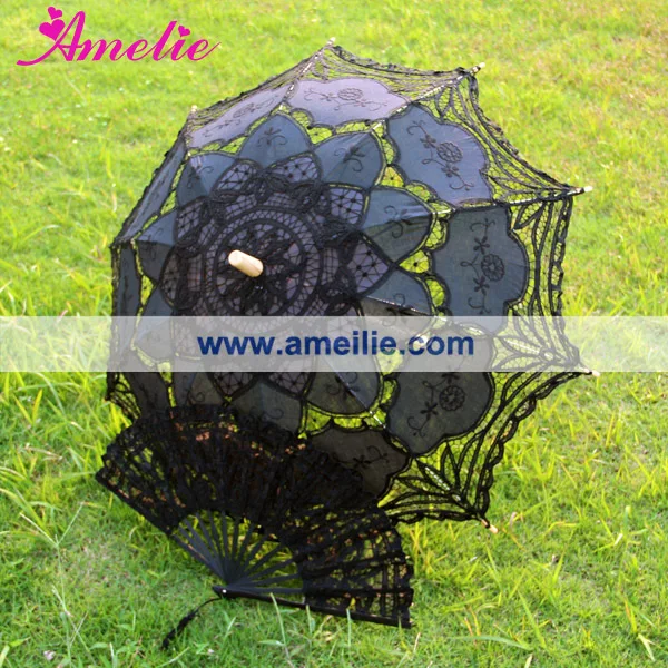 5sets Bridemaid Wedding Lace Umbrella Parasol and Fan Set