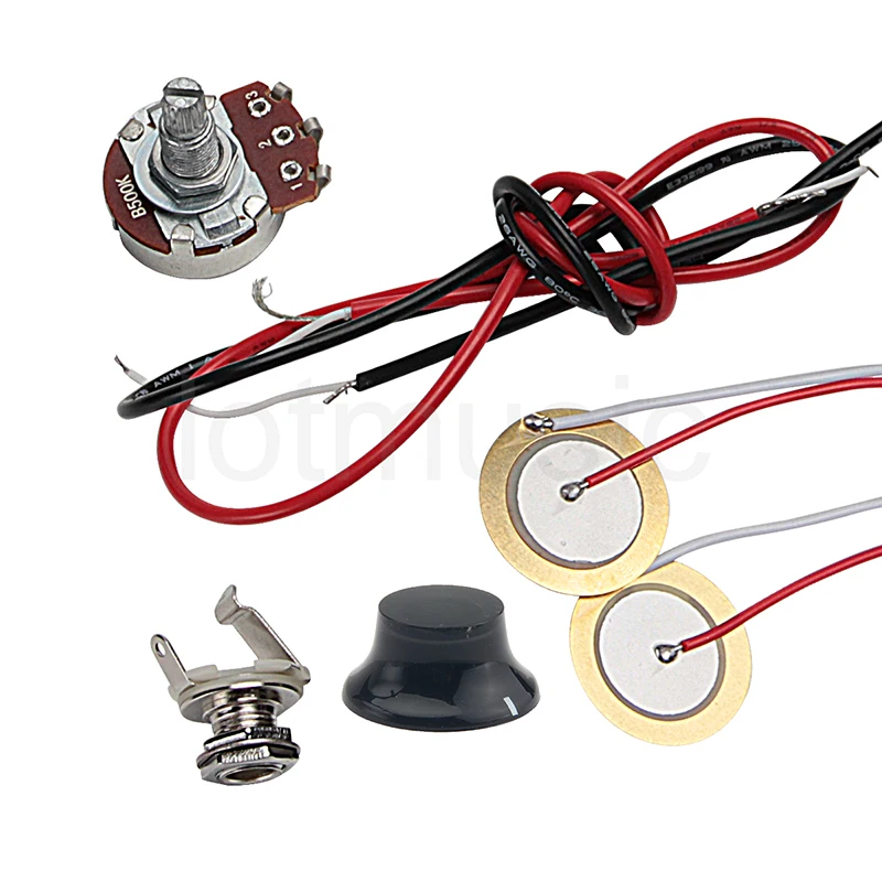 Guitar Piezo Pickup Knob Pot Potentiometer B500K Kit for Cigar Box