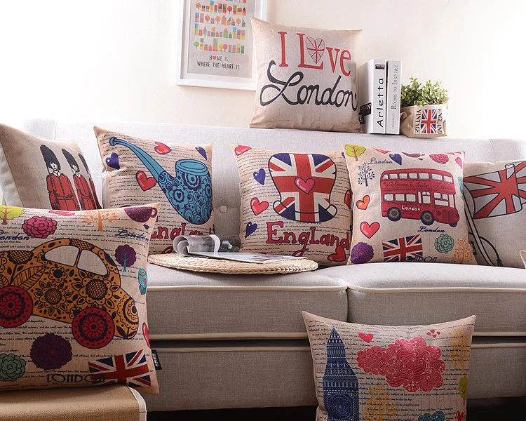 Wholesale!London impression Linen pillow Cushion for office car home ...