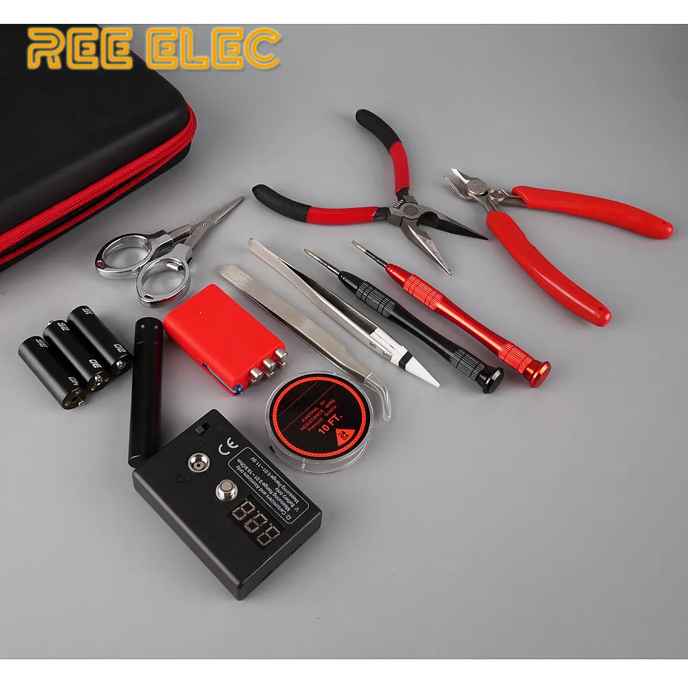 Electronic Cigarette Accessories Kit For RDA RTA Atomizer Ceramic Tweezers Coil Jig Plier Screw Heating Wire Resistance Tester Electronic Cigarette Accessories Kit For RDA RTA Atomizer Ceramic Tweezers Coil Jig Plier Screw Heating Wire Resistance Tester
