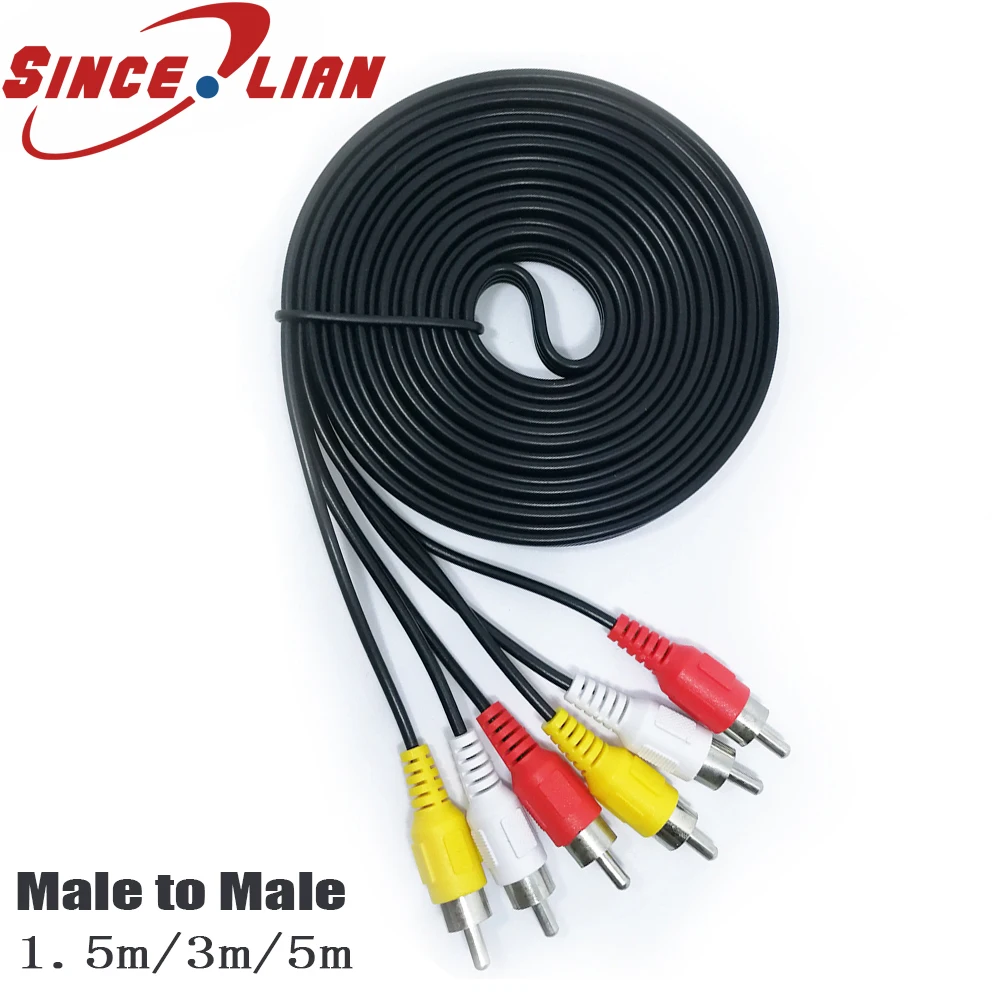 

SINCILIAN Cable Connector 1.5m/3m/5m Audio Video Cable Video Connection Wire Male To Male 3RCA To 3RCA AV Cable Cord For DVD TV