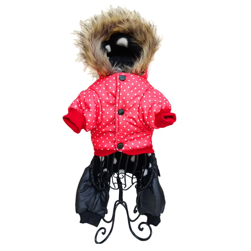 Новое поступление Popuplar с капюшоном теплая зимняя плотная одежда для собак кошек щенков пальто куртки с узором в горошек от S-XL