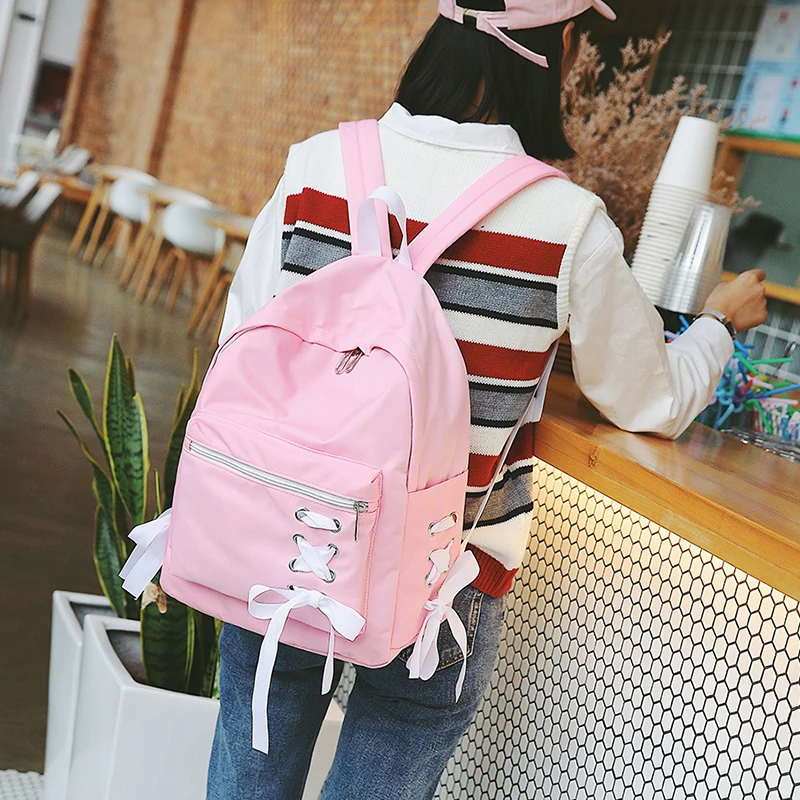 Middle School Girl Kawaii School Back Hong Kong Style Pink Backpack
