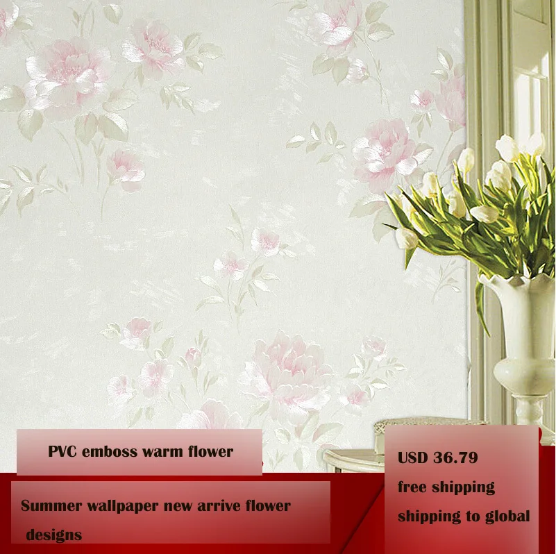 

embossed pvc light pink floral wallpapers home decor for wedding room and daughter room