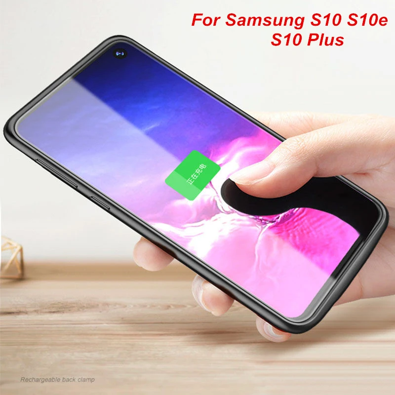 Чехол с зарядным устройством для Samsung Galaxy S10 S10E Plus мягкий зажим задней панели