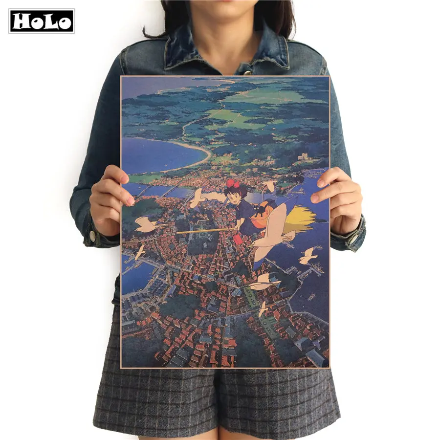 

Kiki's Delivery Service Hayao Miyazaki Animation Vintage Movie Kraft Paper Poster Retro Classic Cartoon wall sticker FUD 42x30cm
