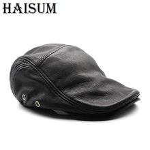 Распродажа Новые брендовые модные из натуральной кожи Примечательно для человека Baret теплые плоские Кепки Кепка таксиста Винтаж Бейсбол Плющ вождения Cs89