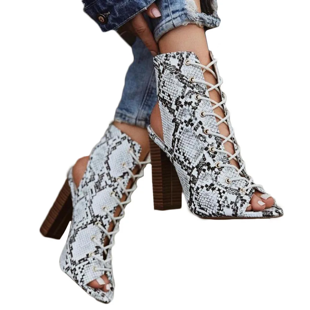 2019 women's snake pattern sexy sandals printed strap sandals gladiator sandals ladies sandals high heels non-slip 40J2 (3)