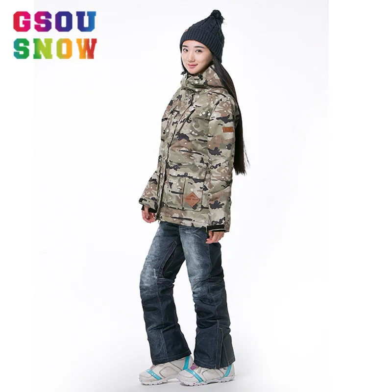 GSOU лыжная куртка для женщин, куртка для сноуборда, зимняя водонепроницаемая куртка с капюшоном, костюм для катания на лыжах-30 градусов, одежда для кемпинга, сноубординга