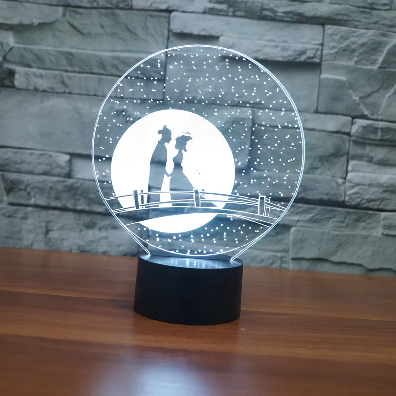 

Magpie Bridge 3D LED Night Light Table Desk Lamps, 3D Optical Illusion Visual Lamp 7 Colors Touch Table Desk Lamp for Holiday