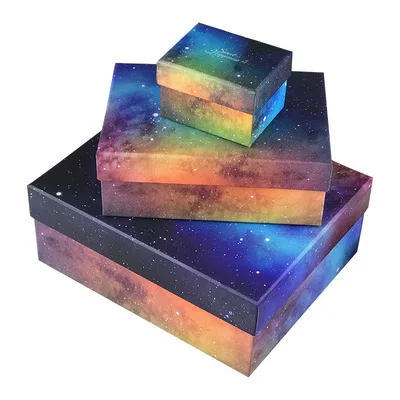 Простая медная картонная подарочная коробка, индивидуальная Ретро Подарочная коробка звездного неба, креативная бизнес-подарочная коробка от кутюр, большая подарочная коробка, 3 шт - Цвет: A (3pcs-SML)