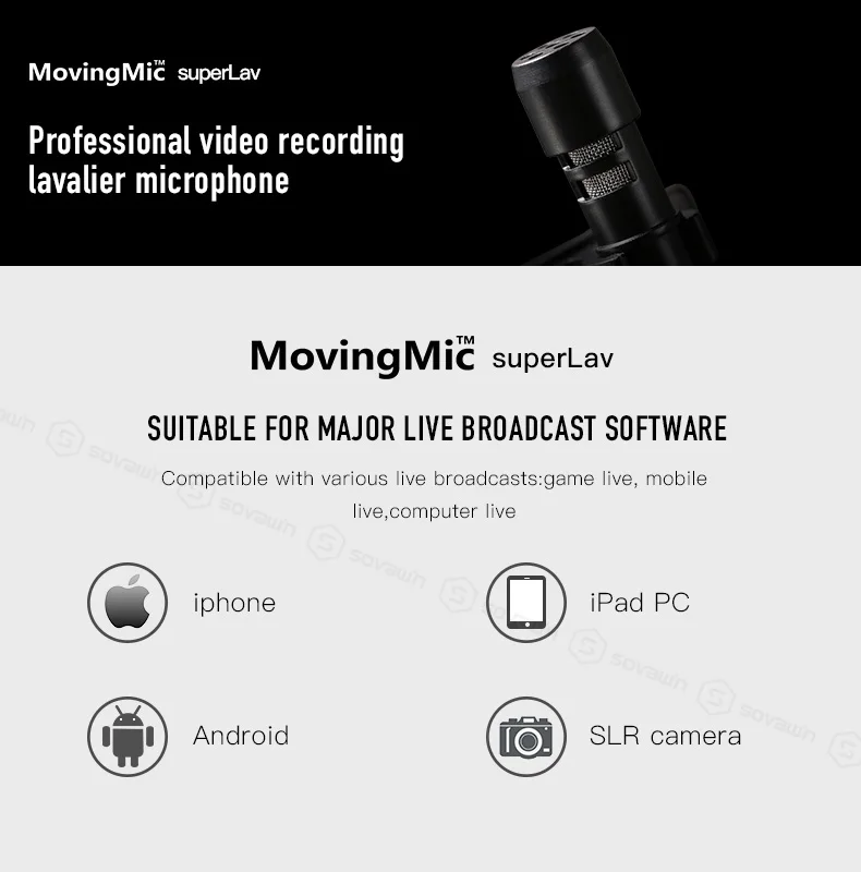 Portable Condenser Lavalier Microphone with Clip-on Interview Mic for Phone Video Recording Microphone xlr for Camera Android    (6)