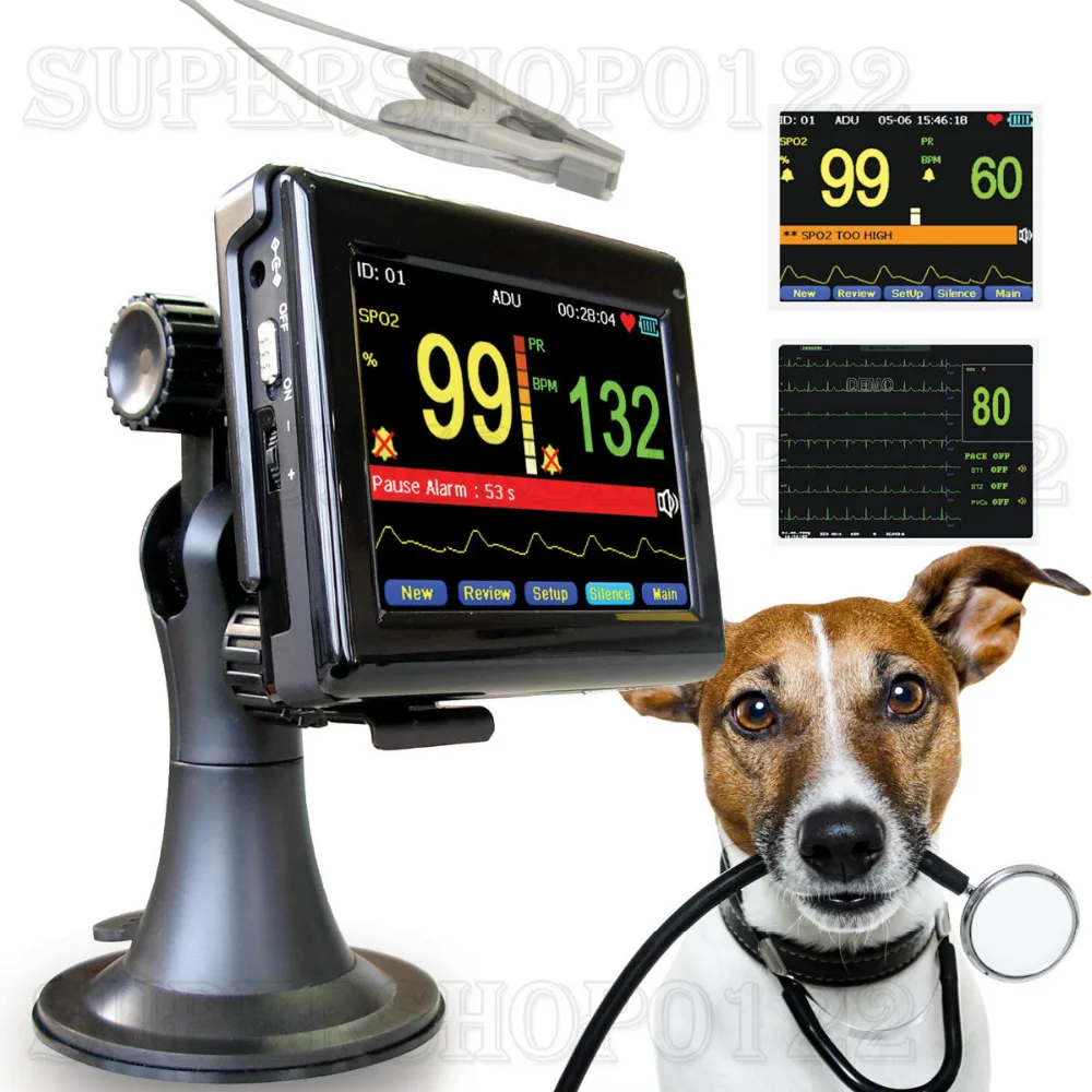 Монитор пациента ветеринарный пульсоксиметр с ветеринаром сатурации кислорода крови пульса зонда Spo2 ветеринарным, животным Oximetro