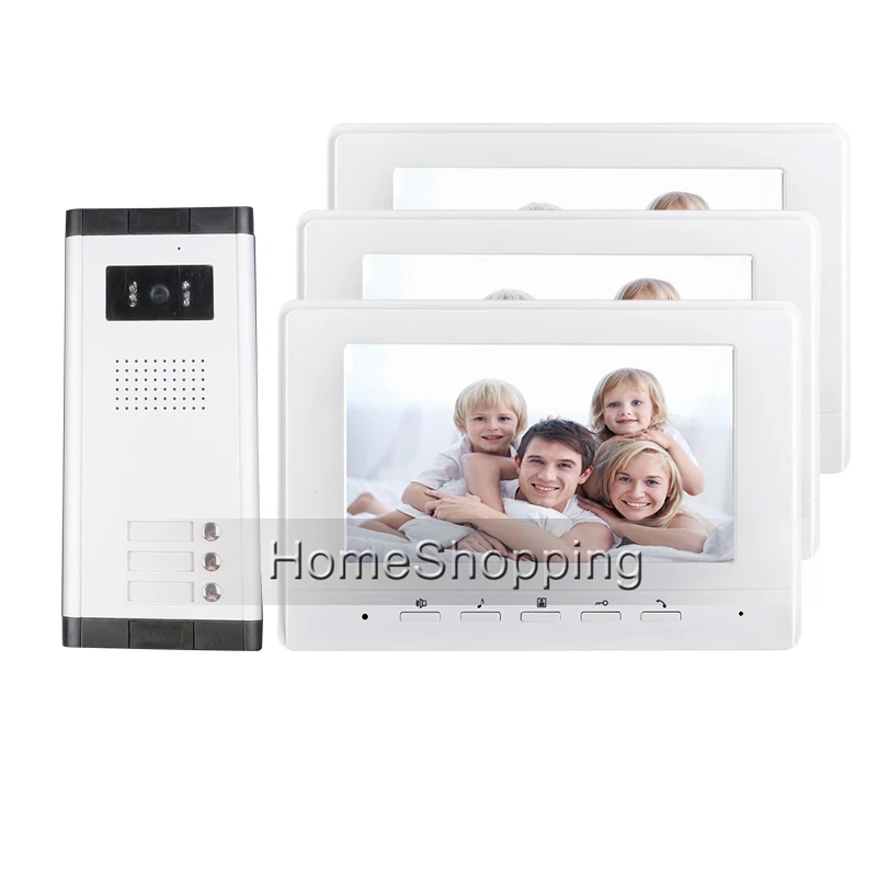 FREE SHIPPING Brand 7 Color Video font b Door b font Phone Intercom System 3 Monitors