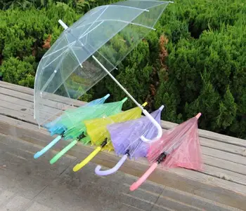

50PCS Wholesale Transparent Multicolor Umbrellas Clear PVC Umbrellas Long Handle Rainproof Umbrellas SN1106