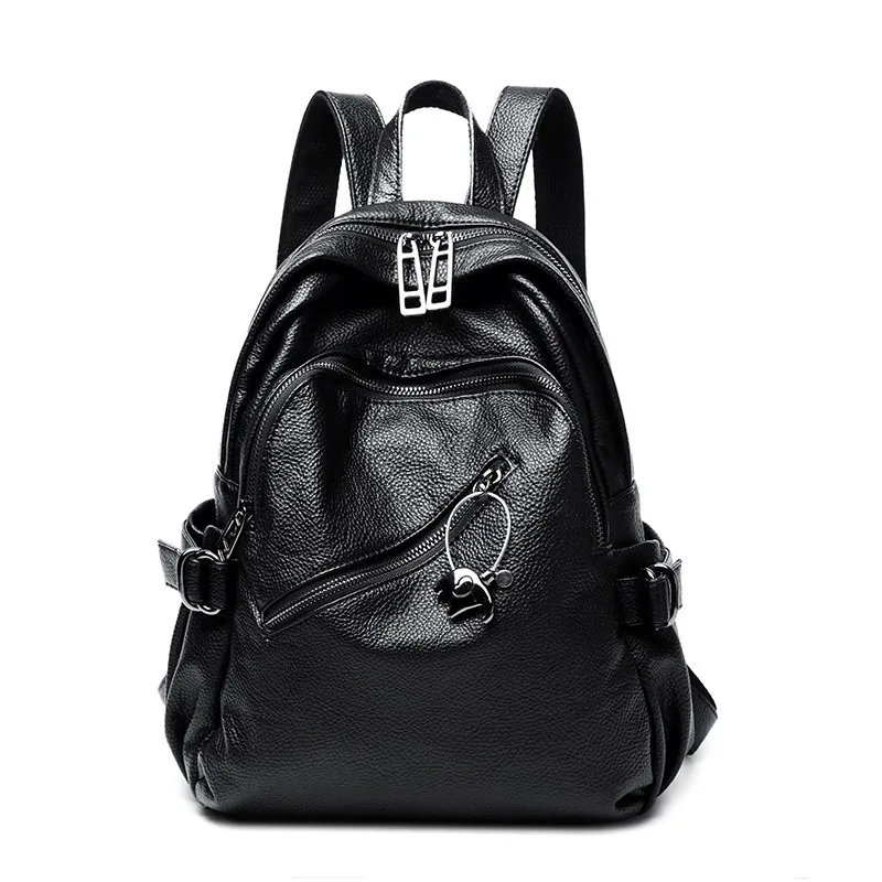 

6963-D New Fashion Female Shoulder Bags Women Genuine Leather Backpacks Simple Mommy Soft Bag Women Backpack