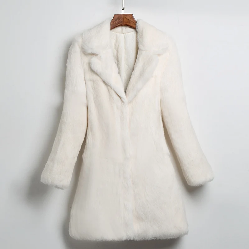 TopFurMall женские настоящие оптовые пальто с кроличьим мехом, куртка с отложным воротником, зимнее натуральное женское меховое пальто, большие размеры LF5165