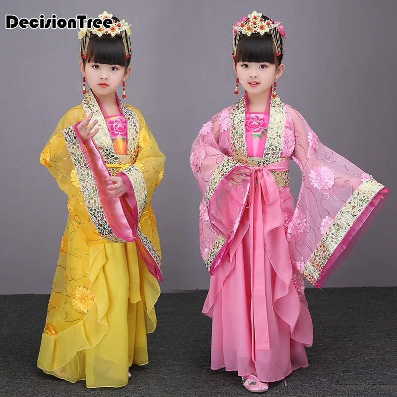 

2019 new child chinese traditional hanfu dress girls emperor queen princess stage children costumes tang suit kids robe