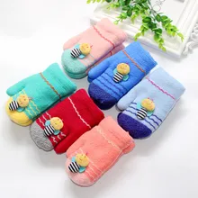 TELOTUNY/осенне-зимние новые бархатные вязаные перчатки для маленьких мальчиков и девочек, теплые вязаные варежки, перчатки Z0928