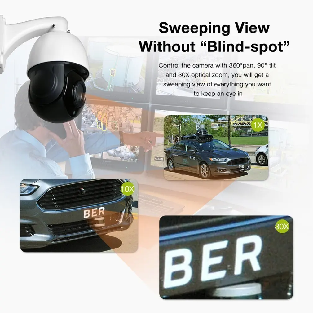  30X ZOOM 1080P 2.0MP Waterproof PTZ Speed Dome IR Camera Support Night Vision Mini Security Camera 