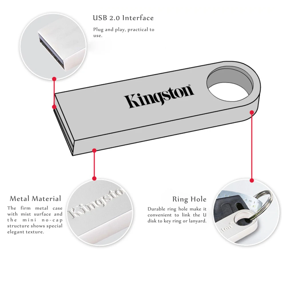 Kingston DTSE9 USB флеш-накопитель Металлический Мини-ключ USB накопитель 8 ГБ 16 ГБ 32 ГБ карта памяти USB флешка флеш-накопитель память