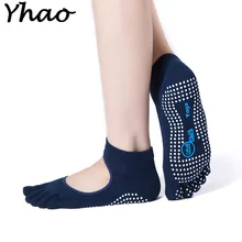 Yhao/женские хлопковые носки для йоги, с пятью носками, без спинки, Нескользящие, быстросохнущие, для пилатеса, фитнеса, балета, женские спортивные носки
