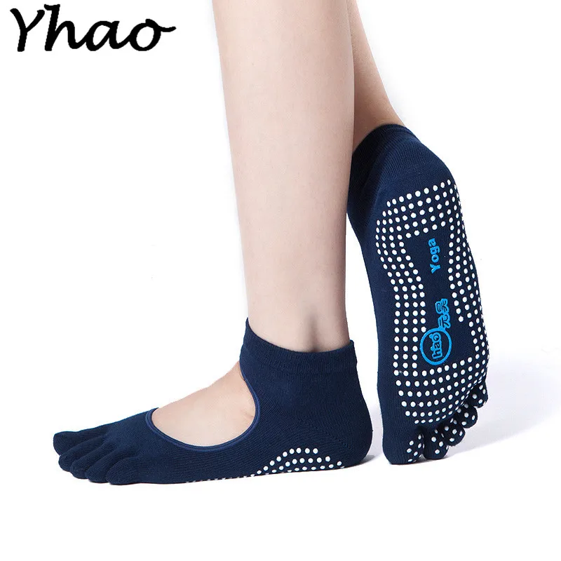 Yhao Women Cotton Yoga Socks Five Toe Backless Anti Slip Quick Dry Ankle Grip Pilates font