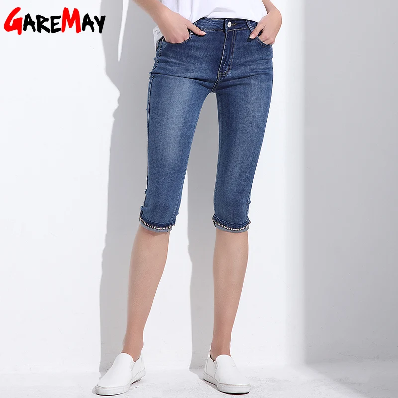 Denim Capri Skinny Jeans Woman Stretch High Waist Jeans