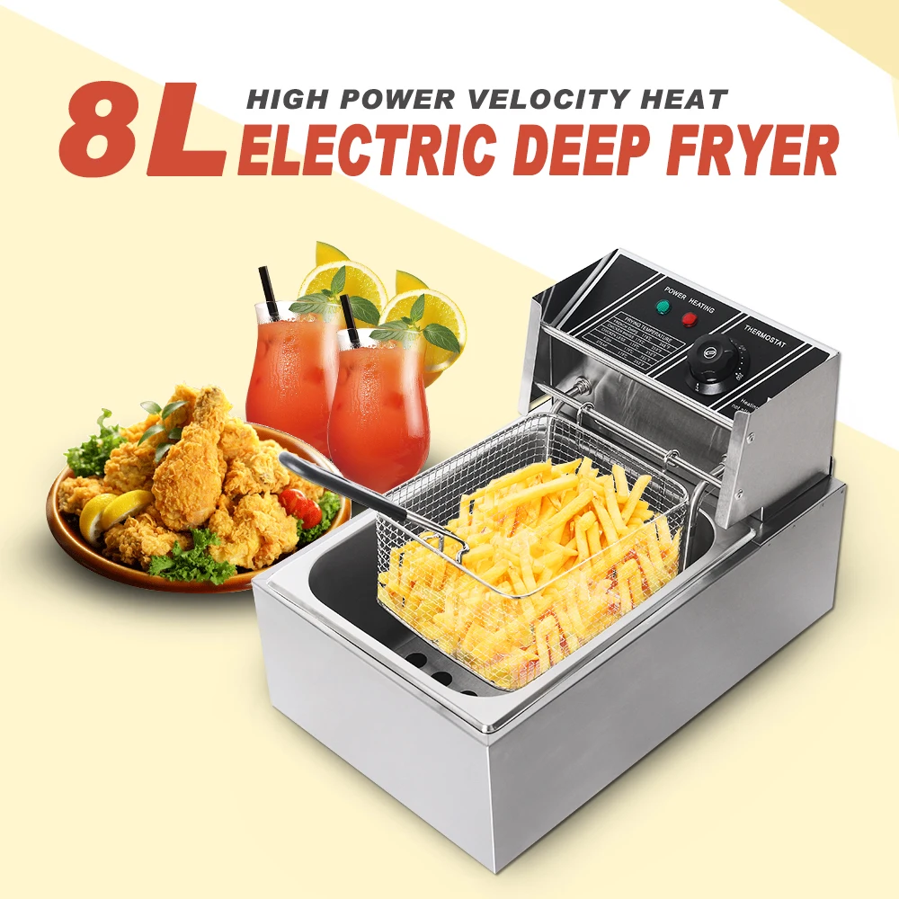 ITOP 8L Professional Electric Deep Fryer Stainless Steel Tray With Basket And Lid 220V / 50Hz For Household Or Commercial Use
