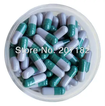 

(10000pcs/pack) 4# Green/Gray Color Gelatin Capsule, Empty Capsules--Cap and Body Joined