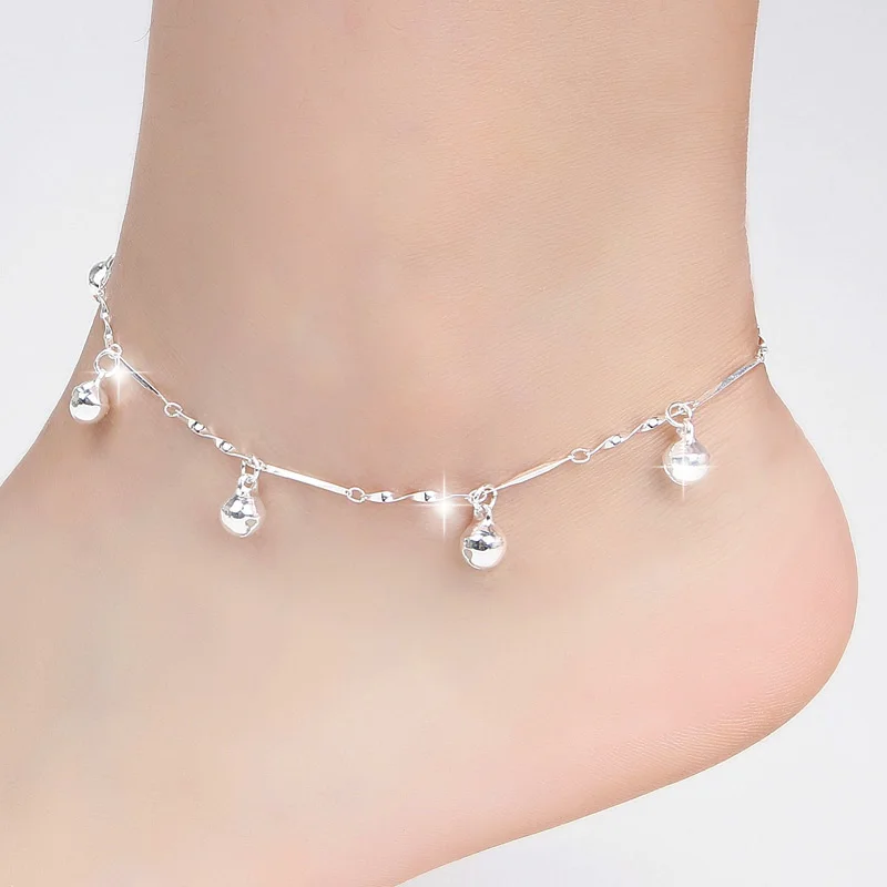 Ankle Bracelet Solid Silver Chain Sterling Silver Heart Clasp Anklet Bridal