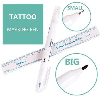 

10pcs Tattoo Skin Marker Piercing Marking Pen for Eyebrow Tattoo Scribe Tool Supply Surgical Double Heads Point Marking