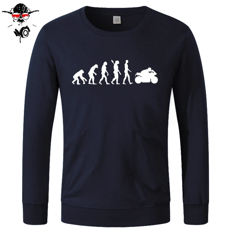 New Fashion Motorcycle Ape to Evolution Men Hoodies long Sleeve Funny