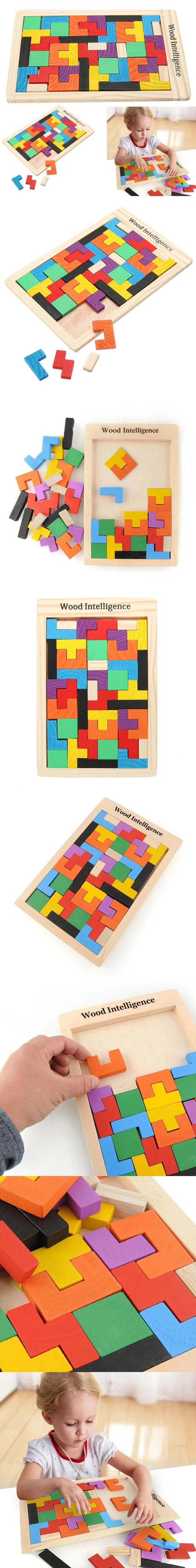 Красочные деревянные интеллект Tangram головоломка игрушки тетрис игра дошкольного волшебства интеллектуальная развивающая игрушка подарок