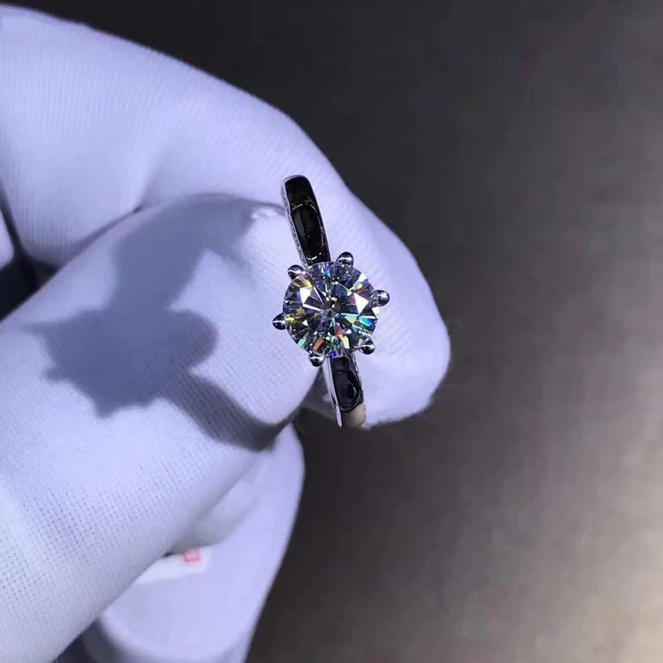 Чистое кольцо из белого золота 18 К 1ct 2ct 3ct Moissanite, специальный дизайн, Ювелирное кольцо с бриллиантами, классическое обручальное кольцо на головщину