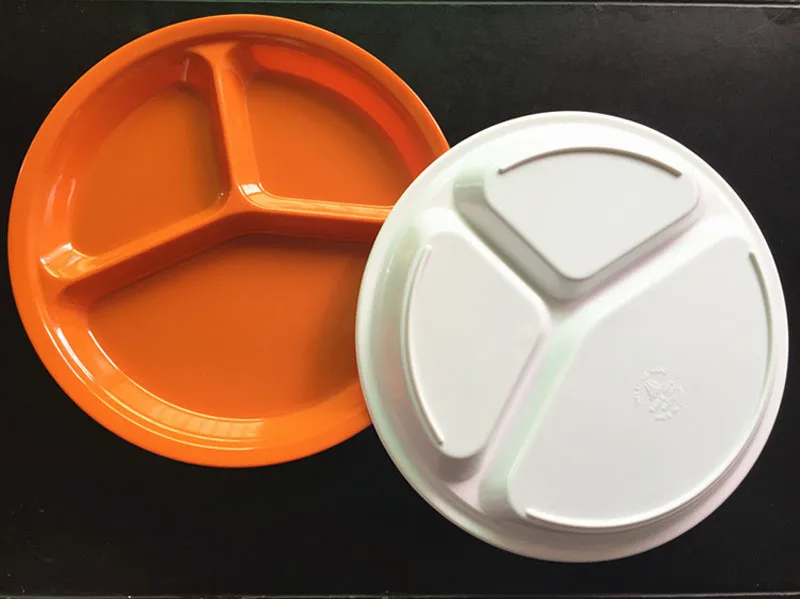 50pcs/lot Section Divided Plate Melamine Dinner Dish Fast Food
