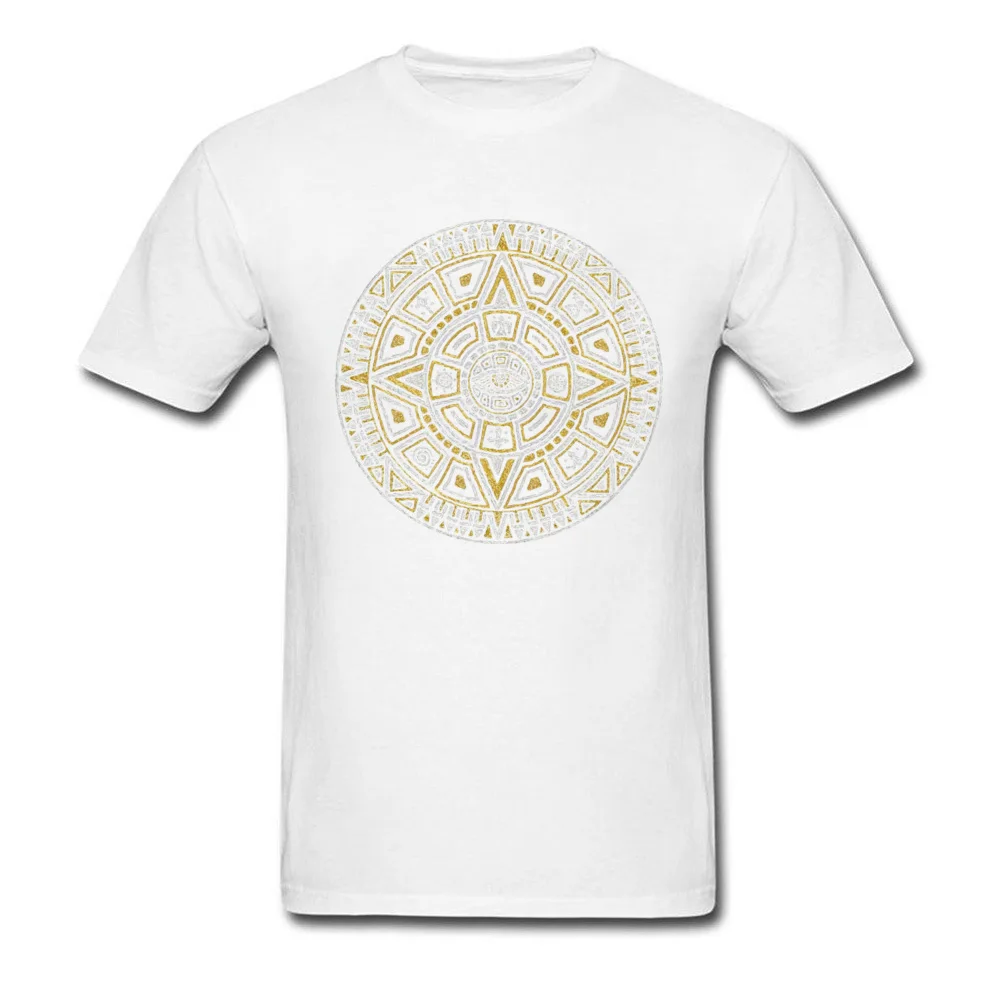 Mandala Men T Shirts Fashionable Street Tops & Tees Pure Cotton O-Neck Short Sleeve Gift Clothing Shirt Summer/Fall Mandala white