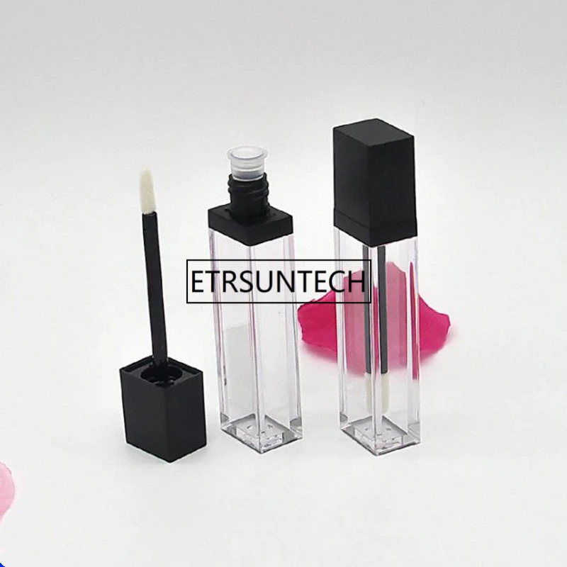 

Empty Lip Gloss Tubes 7ML Clear Lipgloss Packaging Container Refillable Bottles Square Black Lipstick Liquid Oil Tube F2017578