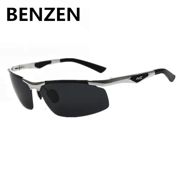 Бензола поляризованных солнцезащитных очков Для мужчин алюминиевый алюминиево-магниевого сплава, мужские солнцезащитные очки Oculos De Sol Masculino черный с Чехол 9008 - Цвет линз: SLIVER