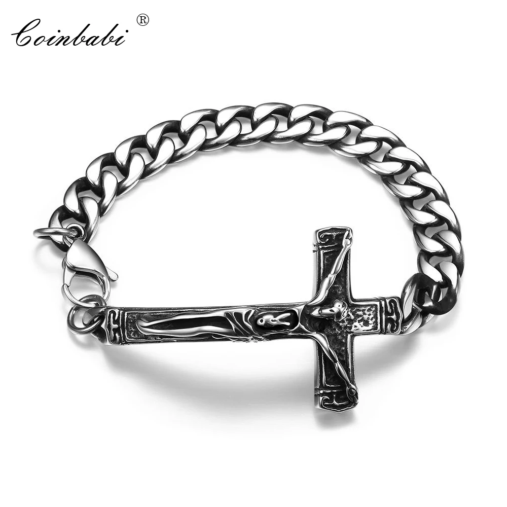 

Bracelets Link Chain Popular Jesus Cross For Women And Men Vintage Gift Thomas INRI Crucifix Jesus Cross Bracelet